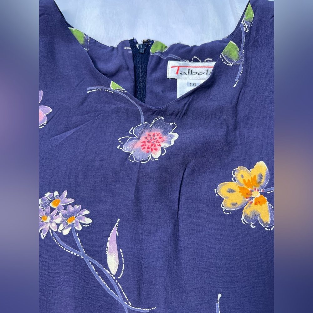 Talbots Vintage Floral Blue Maxi Cottagecore Dress Size 14 - Picture 10 of 12